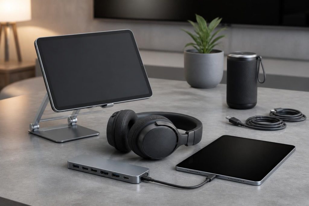 découvrez notre sélection d'accessoires pour tablette samsung : casques audio, supports pratiques, hubs multifonctions et kits cinéma pour une expérience immersive.