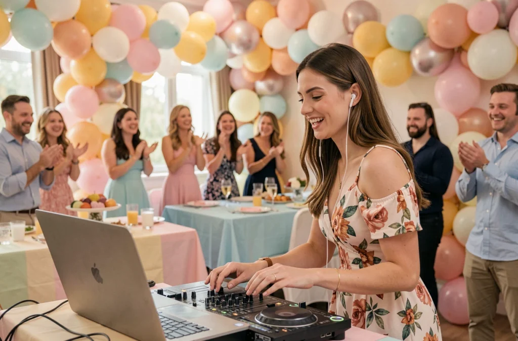 DJette AmbianCvous animant une fête d'anniversaire privée avec enthousiasme en Essonne