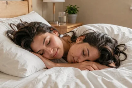 Femme dormant paisiblement dans un lit douillet, illustrant l'importance du sommeil pour renforcer le système immunitaire